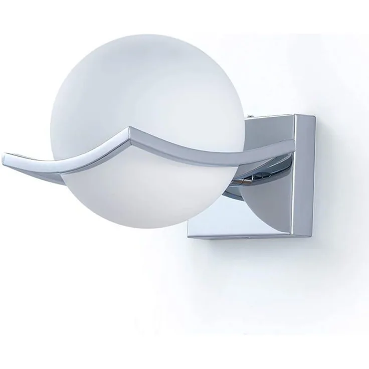 DELIPOP – Industrielle E27 – Wandleuchte, Wandleuchte für den Innenbereich mit milchig – weißem Glaskugelschirm für Wohn – /Schlafzimmer – 20x15,5x18cm