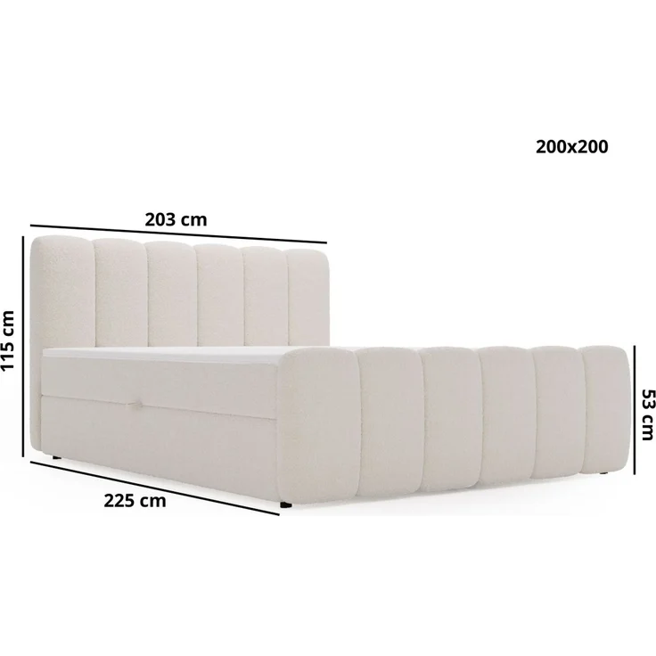 GRAINGOLD Cloud Boxspringbett 200x200, Bett mit Bettkasten, Bouclé-Stoff, mit Kopfteil, Beige – Bild 8