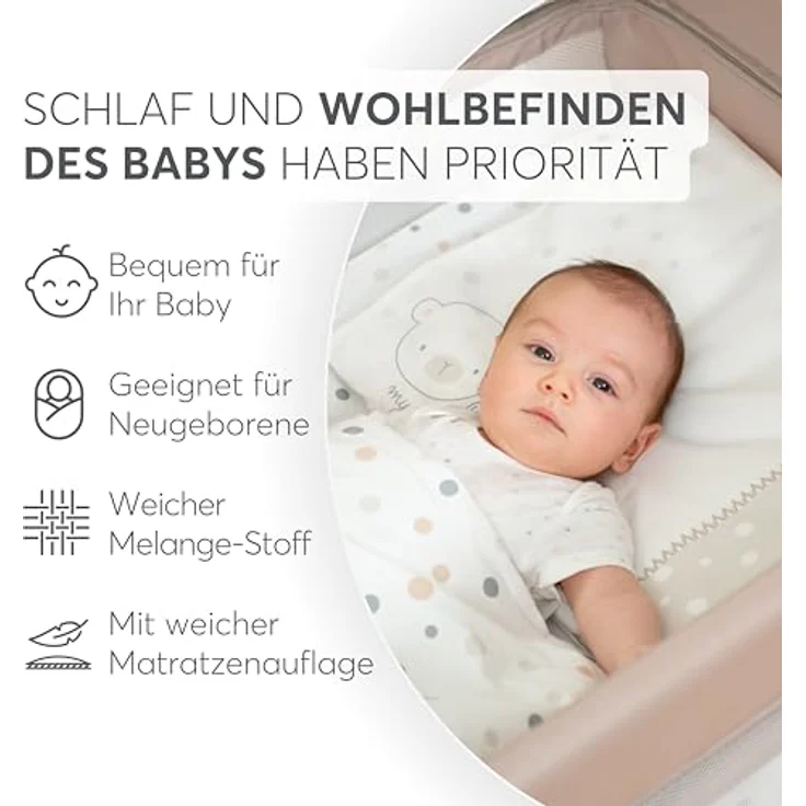 Kikkaboo Reisebett so gifted eine Ebene, weiche Matratzenauflage, Seiteneingang dunkelgrau – Bild 4
