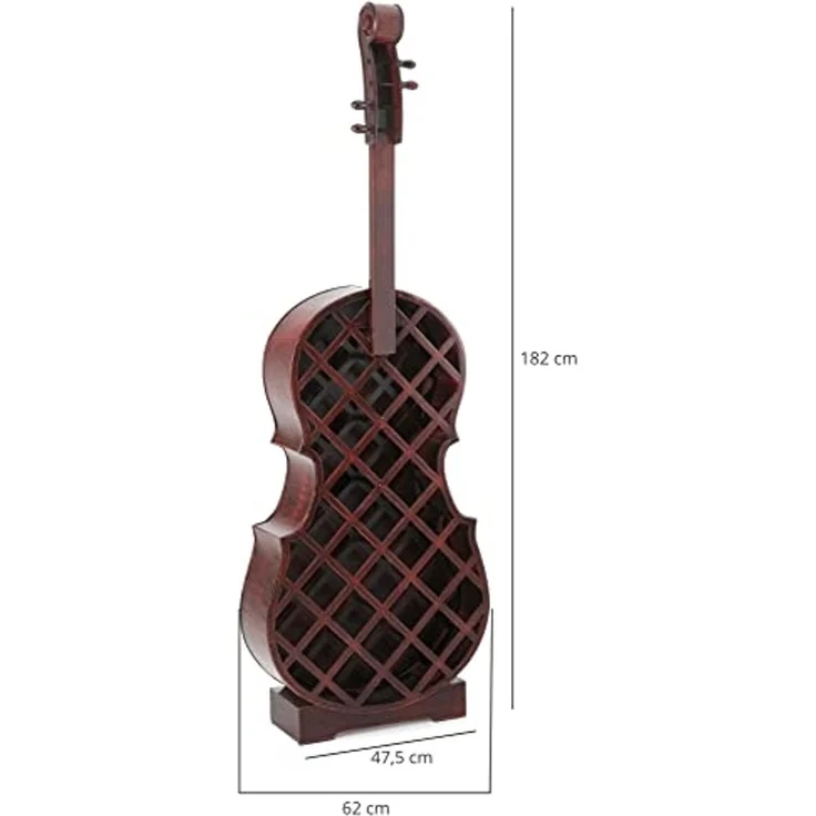 Stagecaptain Weinregal WRS-25 Stradivino Grande Wein- & Flaschenregal für 25 Flaschen, Weinständer Holz stehend in Vintage-Optik "Cello" Design – Bild 5