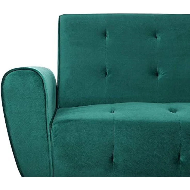 beliani 'SELNES' Schlafsofa, 3-Sitzer, Samtstoff, Smaragdgrün, 85 x 84 x 212 cm – Bild 6