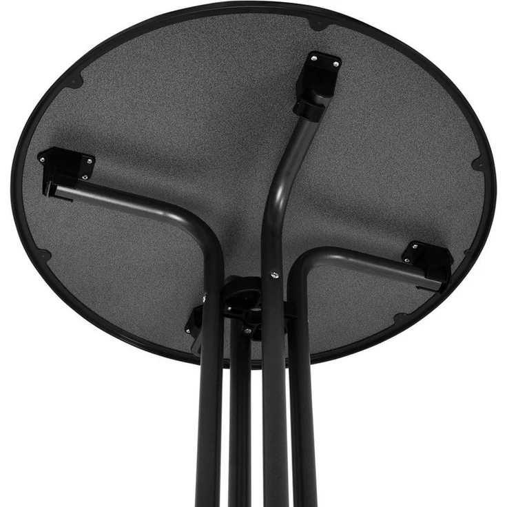 Beautissu Stehtisch klappbar 60 cm Schwarz Bellini – Kratzfest Stabil Wetterbeständig – Stehtische Outdoor Bistrotisch Rund Montage leicht Halterung vormontiert– Biertisch Partytisch Klappbar Bartisch – Bild 2