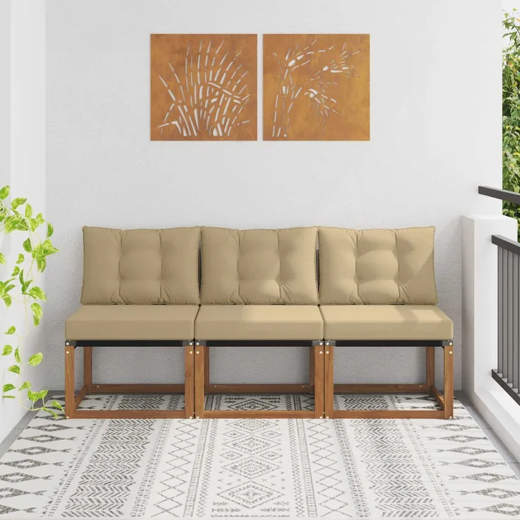 vidaXL Outdoor Mittelsofa 3 stk. 3-Sitzer 900612