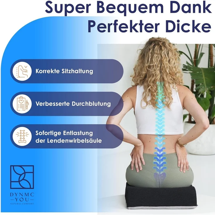 DYNMC you Sitzkissen Bequeme Sitzerhöhung Stuhl Erwachsene & Kind, Formstabiles, 13cm Sitzkissen für Stuhl, Auto, Büro, Aufstehhilfe – Bild 3