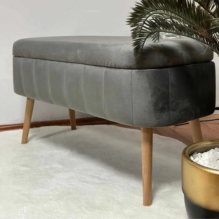 Hanah Home 'Oslo Babyface - Anthracite' Pouffe, Anthrazit, 90 x 46 x 35 cm – Bild 3
