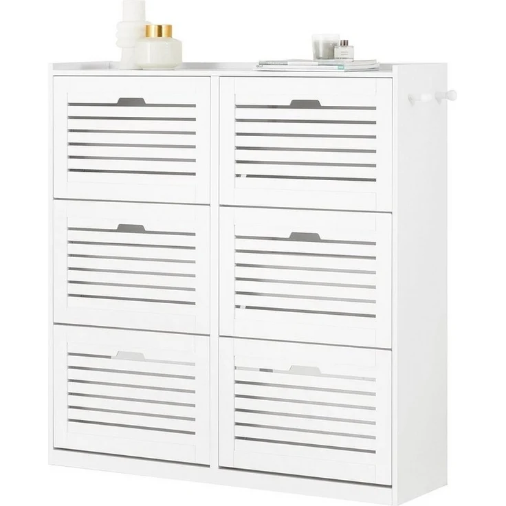 SoBuy Schuhschrank FSR145 Schuhkipper mit 6 Klappen Schuhregal Schuhkommode Schuhablage Weiß – Bild 5