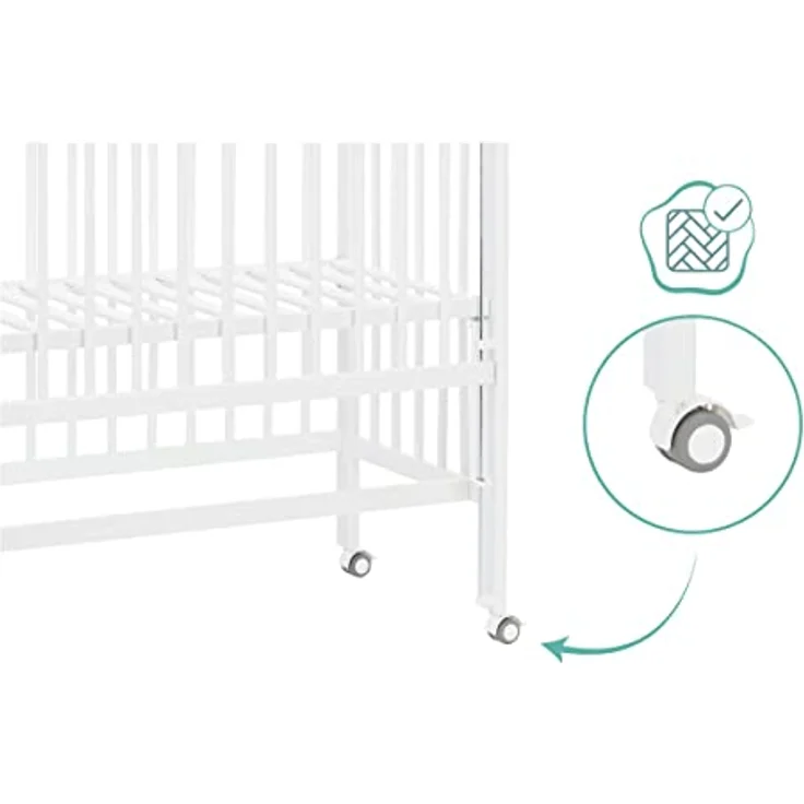 Fillikid 2in1 Beistellbett Nino, Höhenverstellbar von 48 bis 60 cm, für Boxspringbetten geeignet, Weiß – Bild 5
