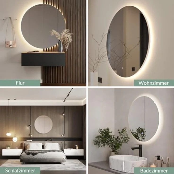 Planetmöbel Dekospiegel NOVA, runder Wandspiegel mit LED-Beleuchtung, Touch-Funktion, dimmbar, 60 cm, 4200K – Bild 8