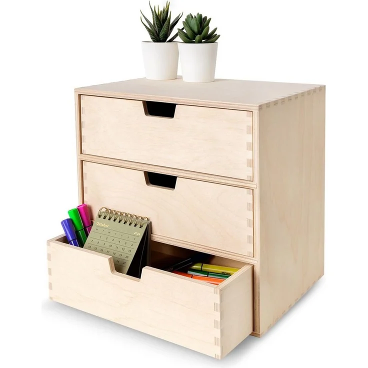 Creative Deco Schubladenbox Schubladenelement Mini-Kommode für Kleinigkeiten aus Birkensperrholz, (3-St) – Bild 1