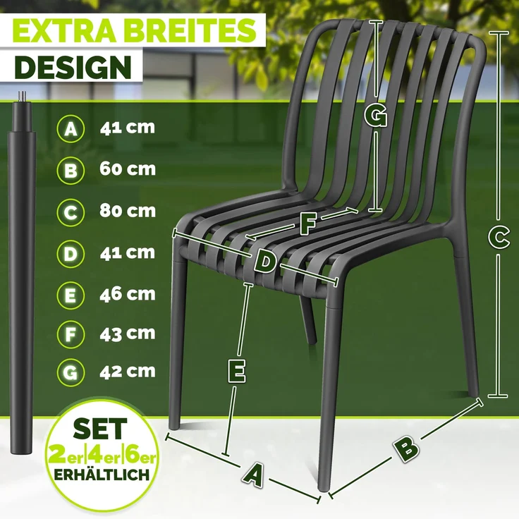 tillvex® Gartenstühle 2er Set Stapelbar Wetterfest | Outdoor Stühle bis 120kg belastbar | Gartenstühle Outdoor | Terrassenstuhl Gartenmöbel Balkon Garten Terrasse – Bild 7