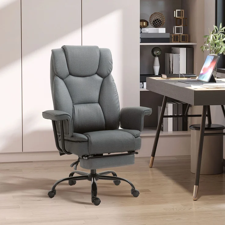 MELAYR, Bürostuhl Ergonomischer Chefsessel 360° Drehbar Computerstuhl höhenverstellbar mit, 68 x 80 x 126 cm, Grau – Bild 3
