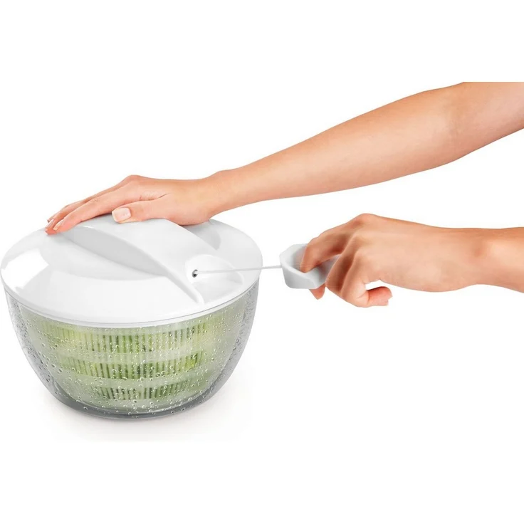 Gravidus Salatschleuder Salatschleuder 24 cm mit Seilzug, 4 L, Kunststoff weiß/transparent – Bild 1
