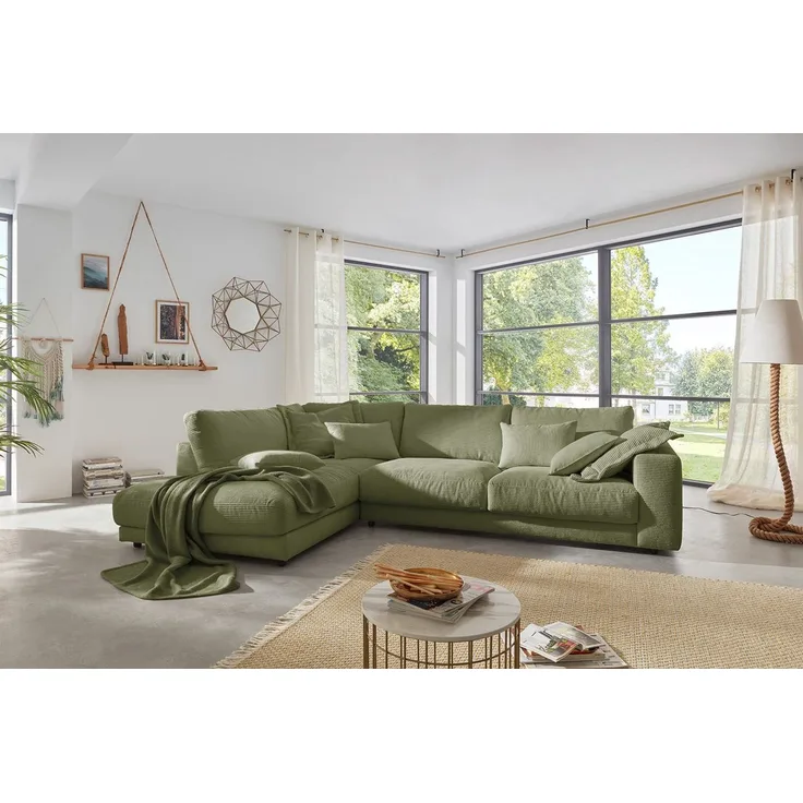 KAWOLA Ecksofa MADELINE, Couch L-Form rechts oder links, Cord verschiedene Farben 325x224 cm
