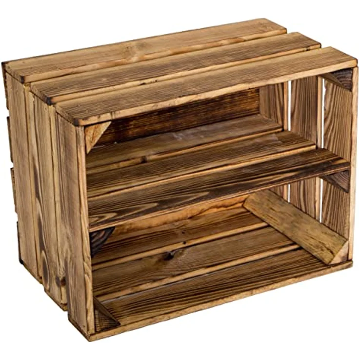 geflammtes Schuhregal Bella Mini für Kinder mit Zwischenbrett 40 x 30 x 25 cm/Apfelkisten Weinkisten Holzkisten aus dem Alten Land (1 x Schuhregal Mini für Kinder) – Bild 3