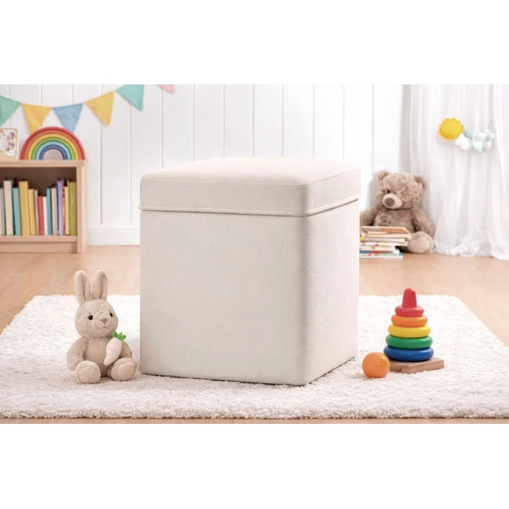 Hanah Home 'Oliver - Cream' Pouffe, Creme, 46 x 43 x 46 cm – Bild 1