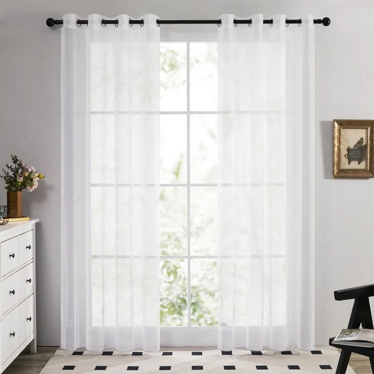 Deconovo Vorhang Transparent Voile Gardinen mit Ösen Wohnzimer Ösenvorhang 2er Set, Luftig Modern Store Dekoschals Schlafzimmer einfarbig pflegeleicht – Bild 1