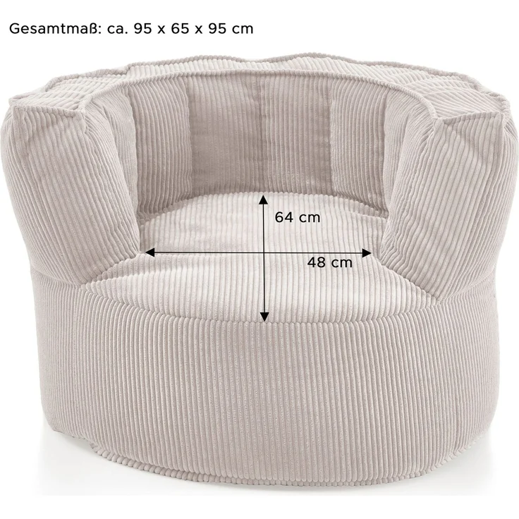 Sitzsack Snuggle in Beige - gemütliches Design - Top Qualität für Ihr Zuhause B/H/T: 95x65x95 cm – Bild 3