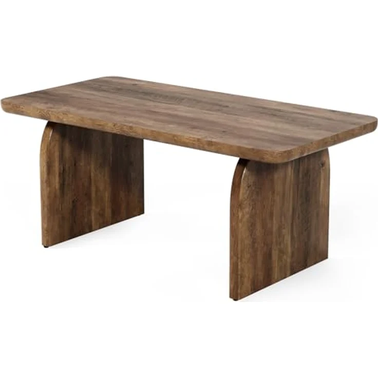 LITTLE TREE Rechteckiger Couchtisch 120 cm im Industrie-Design | Rustikales Braun Wohnzimmertisch mit abgerundeten Ecken, Belastbarkeit 68kg, E1 MDF – Bild 9