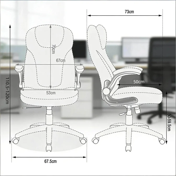 Faumrta Bürostuhl mit Hoher Rückenlehne,Exekutivstuhl,Bossstuhl(nur mit Bürostühlen)Metal+Mesh,Nylon,PU73cm*67.5cm*120cmSchwarz – Bild 4