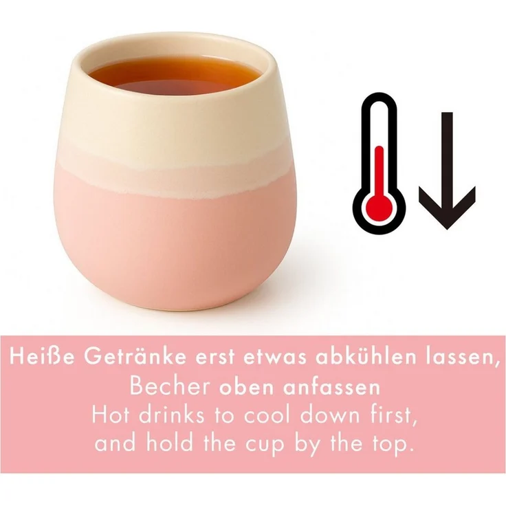 Goodwei Teeglas Japanisches Teebecher Set "Fuji Pink", modernes Design, 4-tlg, Keramik – Bild 3