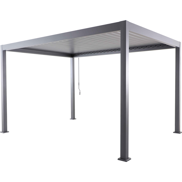 LINO Lamellenpavillon 300x400, Aluminium Lamellen, Pavillon Grau pulverbesch, Lamellen verstellbar