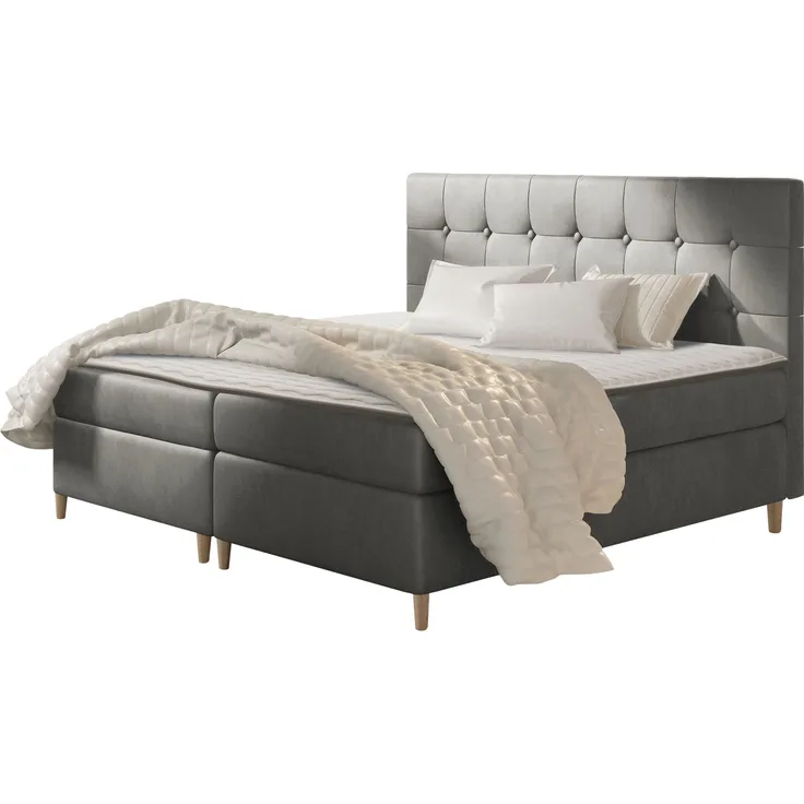 Boxspringbett Abenaki, grau, 180x200 cm