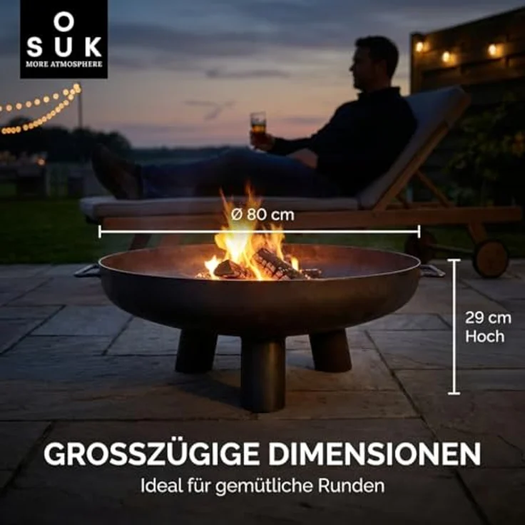 SOUK ONE Feuerschalen Kreta 80 cm, Feuerschale Feuerstelle für den Garten, Funkenschutz, Terrasse und Balkon, Feuertonne und Feuerkorb (Ø 80cm Kreta) – Bild 8