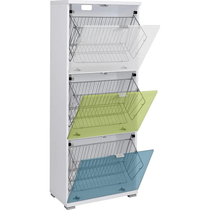 Germania 3261-84 Schuhschrank (Korpus) mit 3 Metallschuhkörben Colorado in Weiß 53x132 cm (bxh)