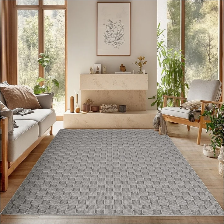 SIMPEX24 Designteppich Einfarbig Boucle Loop, Rechteckig, Höhe: 7 mm, Teppich Wohnzimmer, Schlafzimmer, Gästezimmer – Bild 5