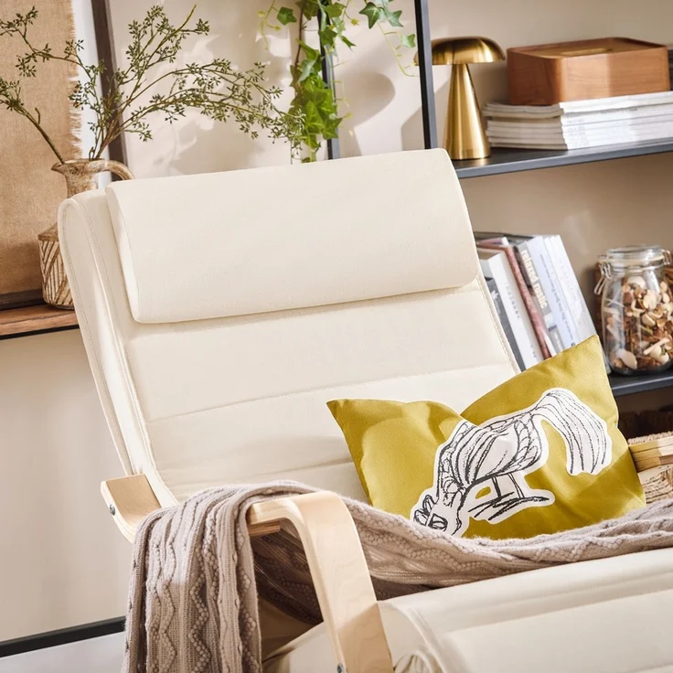 SoBuy FST16-W Schaukelstuhl, Stoff, Lackiert, Weiß, 60 x 90 x 56 cm – Bild 4