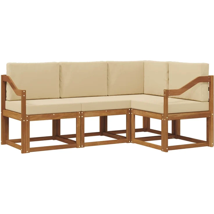 vidaXL Outdoor-Sofagarnitur 4 stk. Natur und Beige – Bild 2