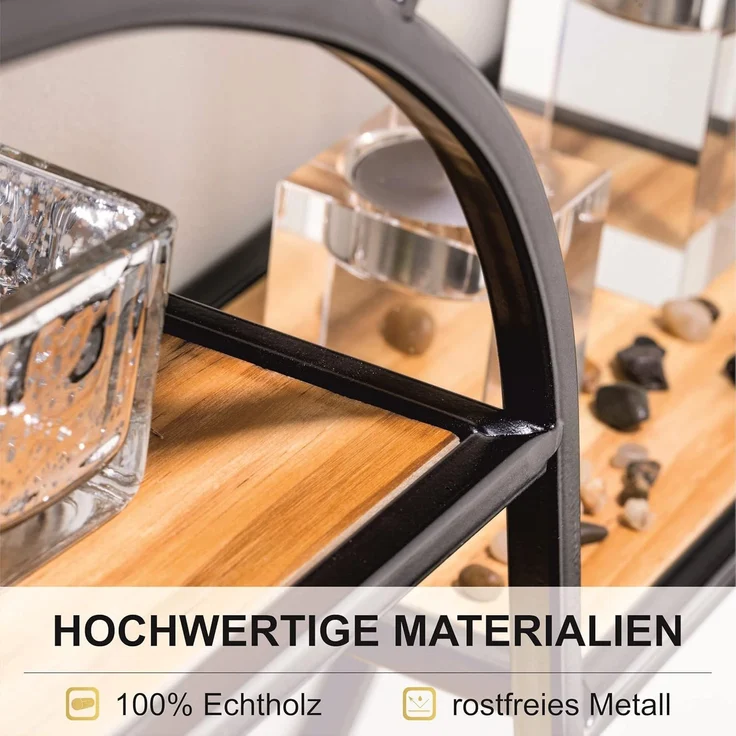 Coradoma Wandregal Schwarz Metall - Hängeregal für Deko Wohnzimmer Modern 56x14cm | Schweberegal Rund zur Dekoration Badezimmer Deko Schlafzimmer | Küchenregal Zimmer Deko Aesthetic Wanddeko – Bild 5