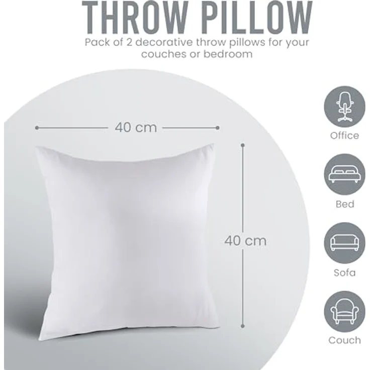 Utopia Bedding 2er Set Kissenfüllung 40x40 cm, Innenkissen Füllkissen Kopfkissen Sofakissen (Weiß) – Bild 3