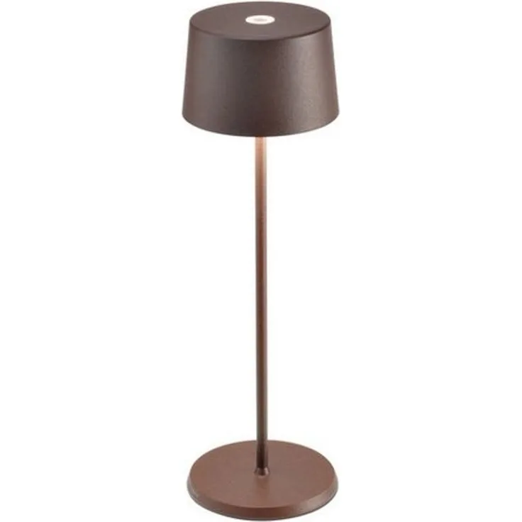 Zafferano, Olivia Pro Lampe, Tragbare und Wiederaufladbare Tischlampe mit Touch Control, Geeignet für Wohnzimmer und Außenbereich, Dimmer, 2700-3000 K, Höhe 35 cm, Farbe Corten