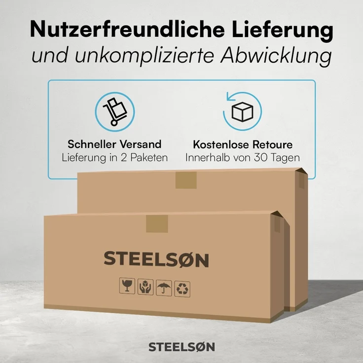STEELSØN 'Sarin' Doppelhängesessel mit Metallgestell, höhenverstellbar und faltbar, wetterfest, Polyrattan, dunkelgrau/schwarz, bis 220 kg belastbar, inkl. Kissen – Bild 12