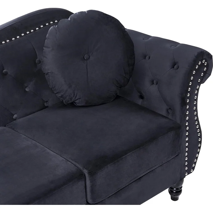 Sofa 3-Sitzer SKIEN Samtstoff Schwarz – Bild 7