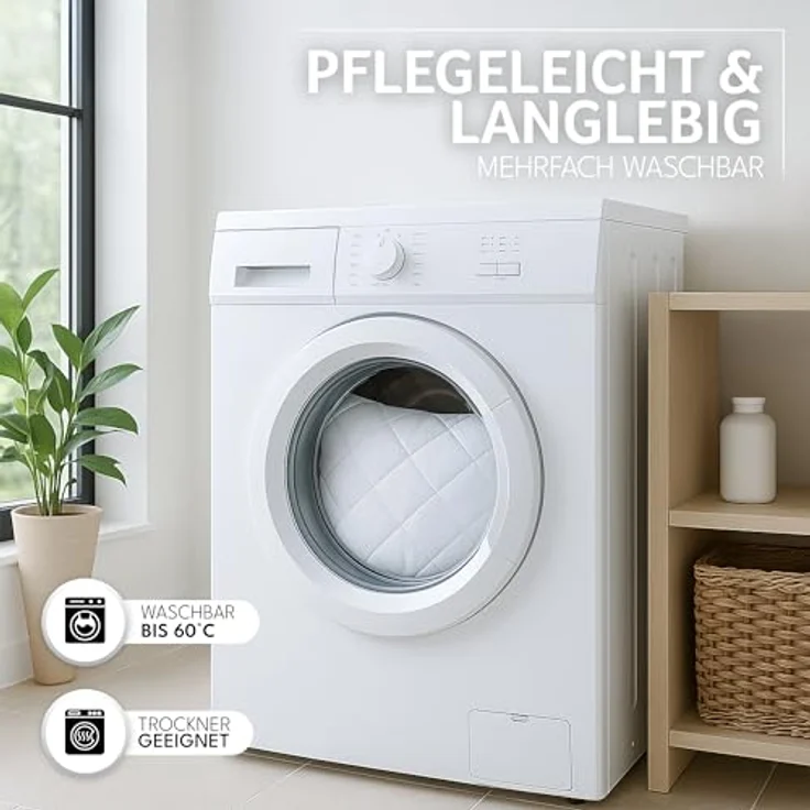Gentle North Kopfkissen (30x30 cm groß) - 6er Set Kissen für Bett und als Dekokissen - Mit Reißverschluss für Füllung - Sofakissen - Zierkissen für Couch und Sofa - Ökotex - Waschbar bis 60° - Weiß – Bild 8