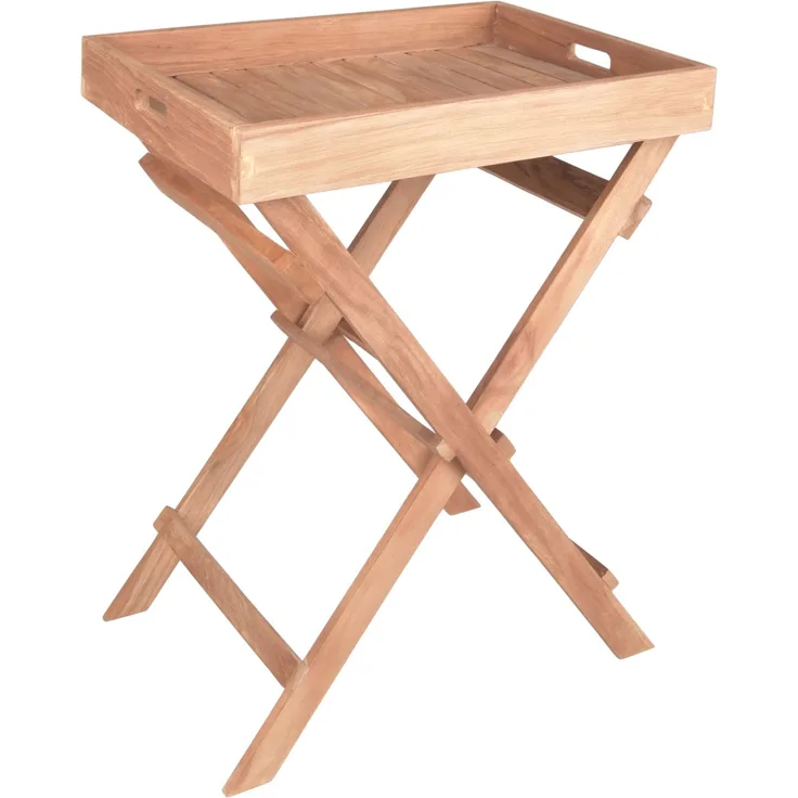 Tablettständer BACAN Teak Tablett Beistelltisch Tisch Holz massiv Tisch klappbar