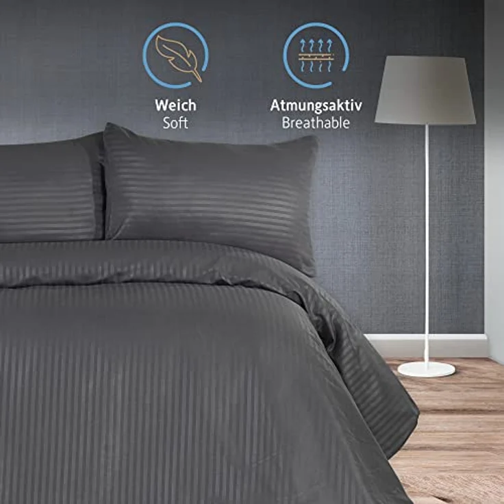 Komfortec Bettwäsche Deluxe, 2&3 Teilig, 140x200 cm, 155x220 cm, 200x200 cm oder 220x240 cm, 100 % Mikrofaser (120 g/m), 2 teilig, Bettwäsche-Sets 140x200 cm mit Reißverschluss, Weich und Bügelfrei – Bild 4