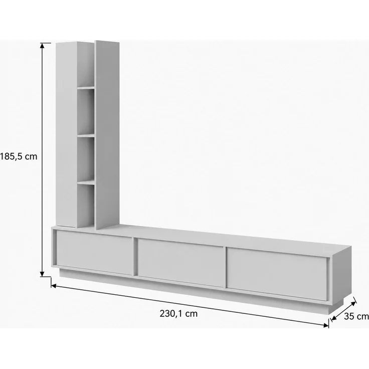 AX LIVING Varelo TV-Wände 230 cm Frühlings-Eiche/Macadamia stehend, Regal links – Bild 5