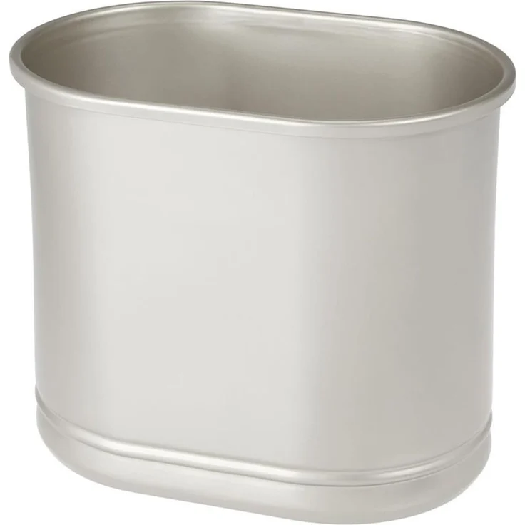 mDesign Mülleimer Abfalleimer Papierkorb 9.5L Metall Mattsilber Oval – Bild 5
