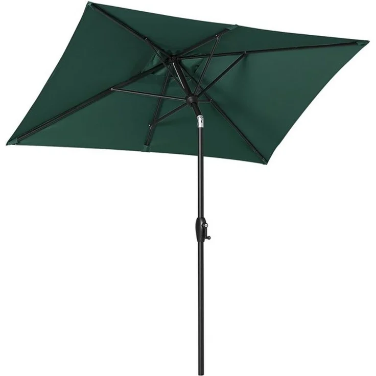 Sekey Sonnenschirm mit Kurbel und UV50+, knickbar, Aluminium grün, 210 × 140 cm – Bild 4