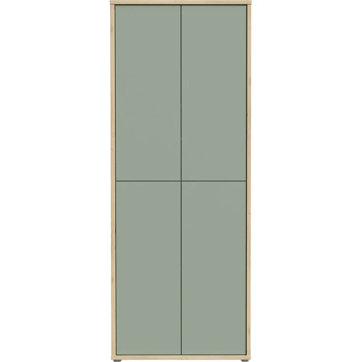 Forte ALICE SPRINGS Schuhschrank 70 80, moderner Flurschrank mit 4 Türen und 8 Einlegeböden, Holzwerkstoff, Salbei / Artisan Eiche Holzdekor, 74,5 cm breit x 191,9 cm hoch x 34,9 cm tief – Bild 2