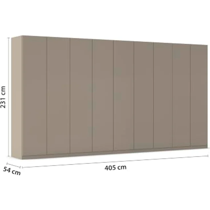 Rauch Möbel LUNIK, Kleiderschrank, Farbe Fango, Breite 405 cm | Schrank mit patentiertem Schnellmontagesystem, 9-türig, Push-to-open-Funktion, Zubehör Classic, Schlafzimmer, Ankleide – Bild 3