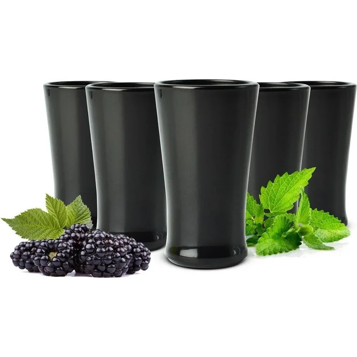 6 schwarze Schnapsgläser Tequilagläser Gläser Shots Stamper Wodkagläser