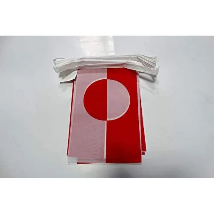 AZ FLAG - Fahnenkette Grönland 6 Meter Mit 20 Flaggen - 21x14 cm - Grönländische Girlande Flaggenkette 14x21 cm