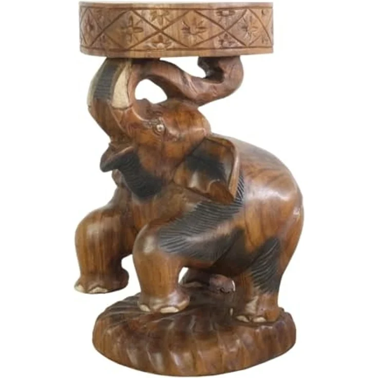 Oriental Galerie Blumenhocker Rundhocker Dekotisch Elefant Braun 50 cm (1 St) – Bild 1