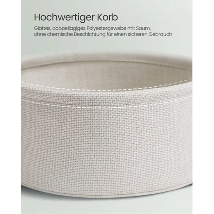 VASAGLE Beistelltisch mit Korb aus Stoff, Holzspanplatte, Ø 45x50 cm, Lorbeegrün / Creme – Bild 5