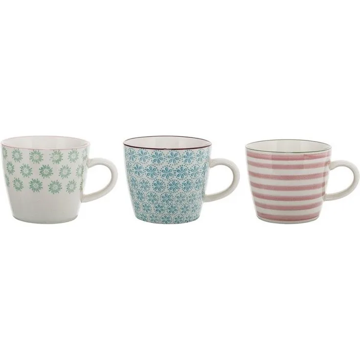 Bloomingville Becher Bloomingville Patrizia Becher Blue Steingut 300 ml 3er Set, Steingut