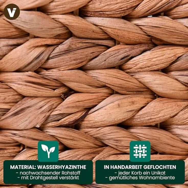 VIVANNO Regalkorb Regalkorb Schrankkorb Korb Wasserhyazinthe "Lanta", Natur - 41x34x19 – Bild 6